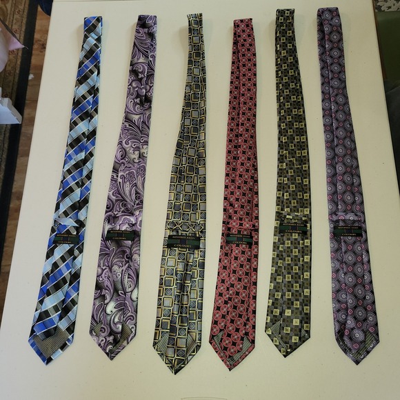 Alexander Julian Colours Mens Necktie Lot of 6 ~ Paisley Geometric Plaid - Picture 2 of 6